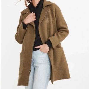 Madewell wool coat with removable fuzzy collar (orig $328)